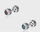 Cumpara ieftin Cercei Unisex din Argint 925 , Model Dumbbell Vintage cu InE urubare Dubla E i Zirconiu