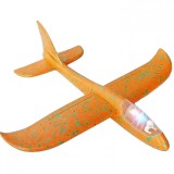 Avion planor cu pilot, flippy, din polistiren, cu lumini in cabina pilotului, lungime 47 cm, portocaliu