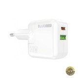 Incarcator Retea BLUE Power BC111A 30W 3A 1 x USB-A - 1 x USB-C Alb