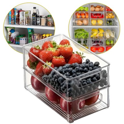 Set Cutii de depozitare Koken, pentru frigider, birou, pot fi si suprapuse, transparente, 25,5x15x7,5 cm - 2 x Cutii foto