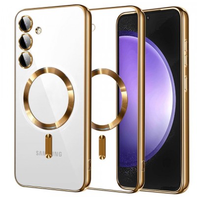Husa MagSafe pentru Samsung Galaxy S23 FE S711, Techsuit, Luxury Crystal, Aurie foto