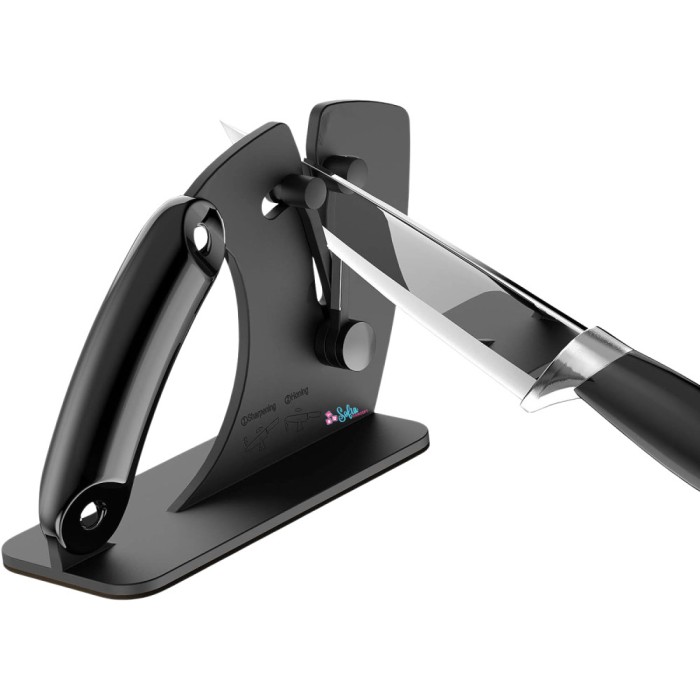 Dispozitiv Profesional Manual pentru Ascutit Cutite, Sofia CONCEPT&reg;, Otel Tungsten, Anti Alunecare, Negru