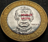 Cumpara ieftin Moneda bimetal 5 PESOS - REPUBLICA DOMINICANA, anul 2010 *cod 3059 ERORI BATERE, America Centrala si de Sud