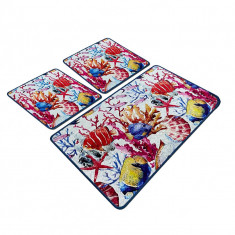 Set 3 Covorase baie Under, 60 x 100 cm, 50 x 60 cm, Antiderapant, Multicolor