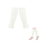 Șosete lungi tricotate cu dungi elastice, stil anii '80, pentru cizme de gleznă &ndash; Alb