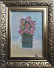 Pahar cu flori, pictură pe p&acirc;nză semnată cu monogramă (C. Michăilescu?), Ulei, Impresionism