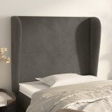 vidaXL Tăblie de pat cu aripioare gri &icirc;nchis 103x23x118/128 cm catifea