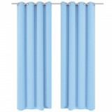 Cumpara ieftin Draperii opace cu ocheti metalici, 2 buc, 135 x 175 cm, turcoaz