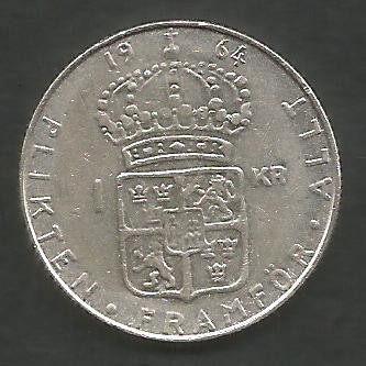 SUEDIA 1 KRONA / COROANA 1964 ARGINT 400 / 6.93 g [1] XF++ , liv in cartonas foto