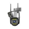 Camera supraveghere dubla, IP wireless, 2 lentile comunicare bidirectional, cu aplicatie pentru Android, IOS si PC, gri/negru