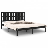 Cadru de pat King Size 5FT, negru, 150x200 cm, lemn masiv