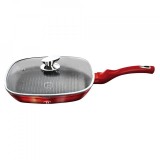 Tigaie Grill cu capac sticla 2.1 L, 28 CM, Burgundy, Berlinger Haus