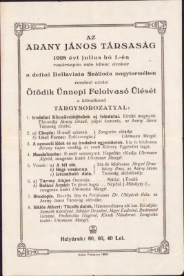 HST A886 Invitație 1928 Arany Janos Tarsasag Deta Timiș Banat foto