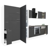 Mobilă Bucătărie Leziter Yorki 370 Modulară Alb Antracit cu Frigider Inferior