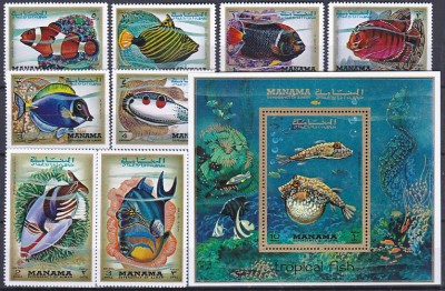 DB1 Fauna Marina Pesti Manama 8 v. + SS MNH foto