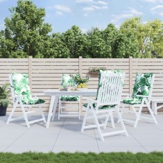 vidaXL Perne de scaun spătar &icirc;nalt, 4 buc, model frunze, textil Oxford 377639