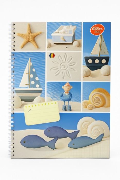 Caiet A4 cu spirala , 80 file matematica, tematica marina, Aviosim