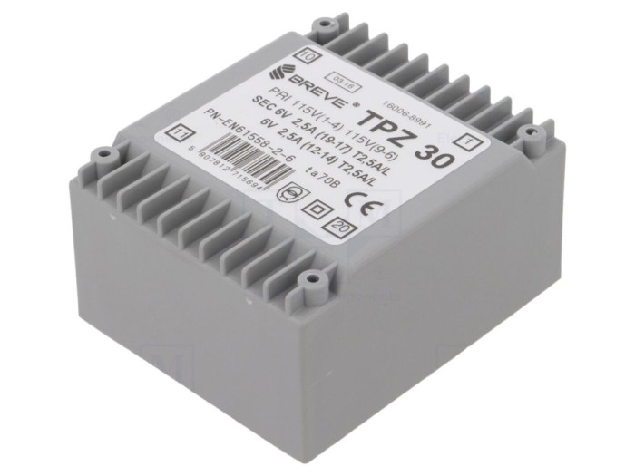 Transformator PCB 30VA 6V, IP00