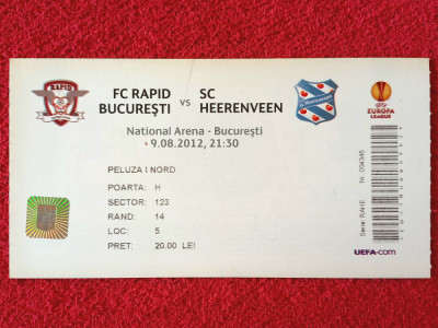 Bilet meci fotbal RAPID BUCURESTI - SC HEERENVEEN (Europa League 09.08.2012) foto