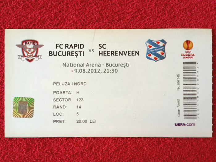 Bilet meci fotbal RAPID BUCURESTI - SC HEERENVEEN (Europa League 09.08.2012)