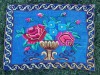 Peretar vechi carpeta taraneasca populara cusatura, Maramures anii 60-70, model cu cos cu trandafiri