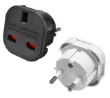 Adaptor priza UK Anglia la Europa, Active SLIM, cu impamantare, alb/ negru, pentru stecher UK