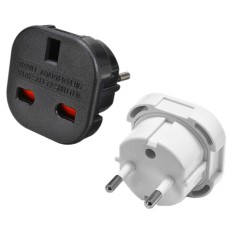 Adaptor priza UK Anglia la Europa, Active SLIM, cu impamantare, alb/ negru, pentru stecher UK