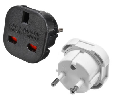 Adaptor priza UK Anglia la Europa, Active SLIM, cu impamantare, alb/ negru, pentru stecher UK foto