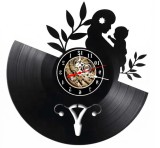 Ceas de perete decorativ disc vinil Mama Bebelus Ginecologie Obstetrica Negru 30cm Mecanism Silentios Cadou