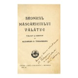 Alexandru O. Teodoreanu, Hronicul măscăriciului Vălătuc, 1928, cu dedicație pentru col.-aviator Șt. Protopopescu