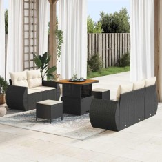 vidaXL Set de canapele pentru grădină 8 pcs Negru poliratan 3361815