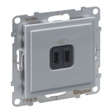 Priza USB tip C dubla 5V 15W Legrand Suno aluminiu 721331