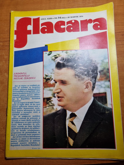 flacara 30 martie 1974-ceausescu ales primul presedinte,formatia rock mondial