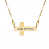 Crux - Colier personalizata argint 925 placat cu aur galben 24K cruce cu text