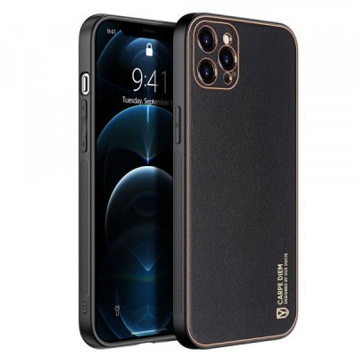 Husa telefon Dux Ducis iPhone 12 Pro TPU din piele ecologica Neagra foto