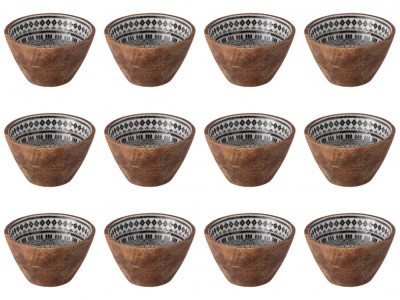 Set boluri, 12 piese, 480 ml, Lemn, Alb foto