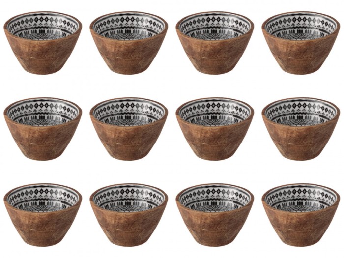 Set boluri, 12 piese, 480 ml, Lemn, Alb