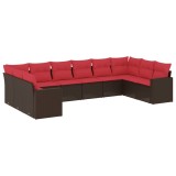 Cumpara ieftin Set canapele de gradina cu perne, 10 piese, maro, poliratan