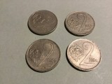 lot monede Cehoslovacia 2 Coroane 1973, 1975, 1980, 1984 !
