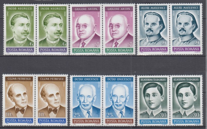 ROMANIA 1992 LP 1299 ANIVERSARI COMEMORARI PERSONALITATI PERECHE SERII MNH