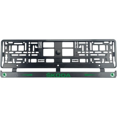 Set 2 bucati, suport numar inmatriculare Carbon, Skoda II foto