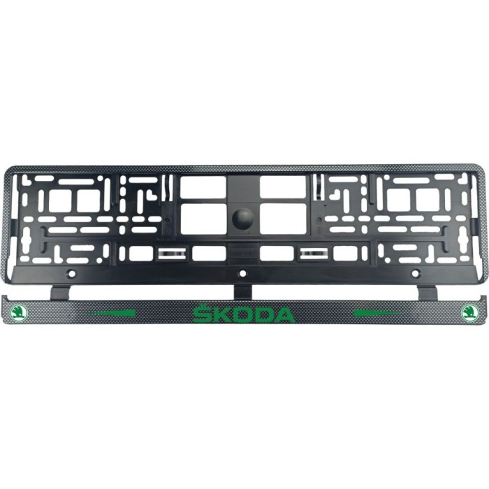 Set 2 bucati, suport numar inmatriculare Carbon, Skoda II
