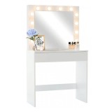 Masa Toaleta Machiaj Oglinda Iluminata LED Alb Cald 80x40x140 cm MDF Alb ProCart