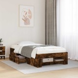 Cumpara ieftin Cadru de pat cu depozitare cu sertar Stejar fumuriu 80 x 200 cm