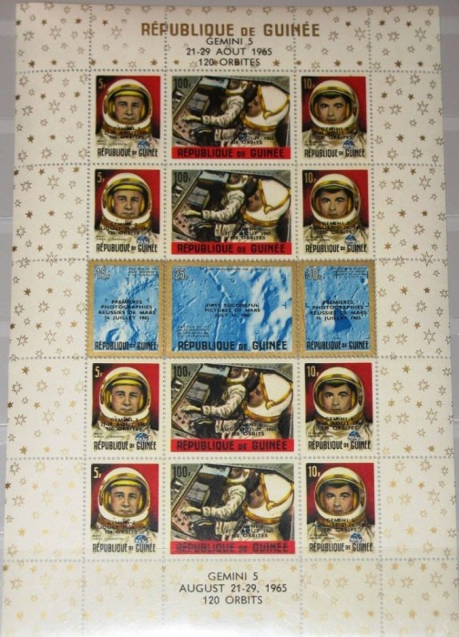 GUINEA 1965 SPATIU , ASTRONAUTI 2 COLITE NESTAMPILATE