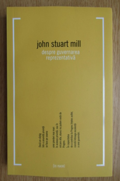 Despre guvernarea reprezentativa / John Stuart Mill