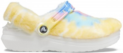 Saboți Crocs Classic Fur Sure Alb - White/Multi foto