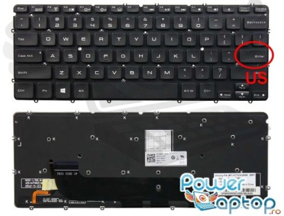 Tastatura Dell 0MH2X1 layout US fara rama enter mic iluminata backlit, XPS 13 3508 layout US fara rama enter foto
