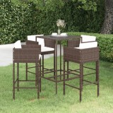 Set mobilier bar de gradina cu perne, 5 piese, maro, poliratan GartenMobel Dekor, vidaXL