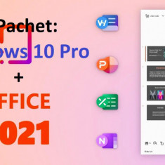 DVD nou Windows 10 Pro + Office 2021, licenta originala Retail, activare online